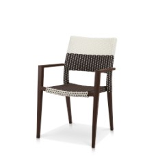 Dining Arm Chair Espresso & White Wicker
